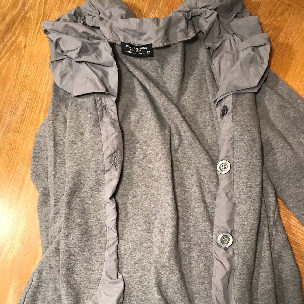 Lisa Campione gray cardigan/jacket. Size Small